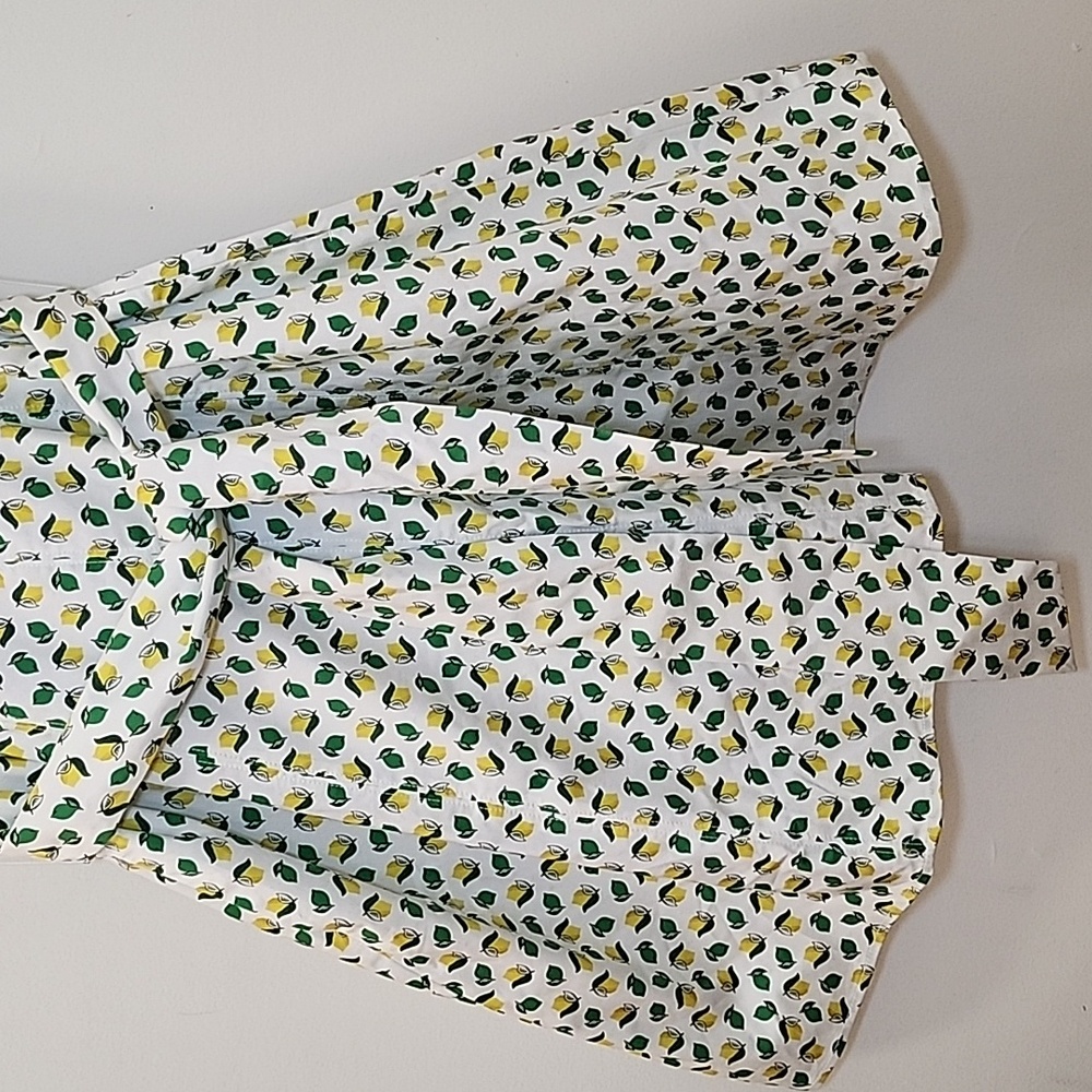 Boden  Kelly Green / Yellow Mischa Belted Sleeveless Dress Lemon print Size 10 - Picture 5 of 16